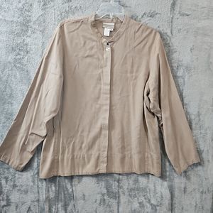 Coldwater Creek Women's Sz Lg Beige Blouse Tencell Rayon